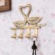 Handmade Two Brass Swan with 4 Hooks Crafted Key Holder