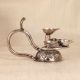 Silver Finish Brass Aarti Oil Lamp with Cobra Handle for Prayer Room
