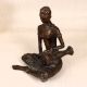 Brown Finish Brass Lady Musician Statue for Vintage Collection