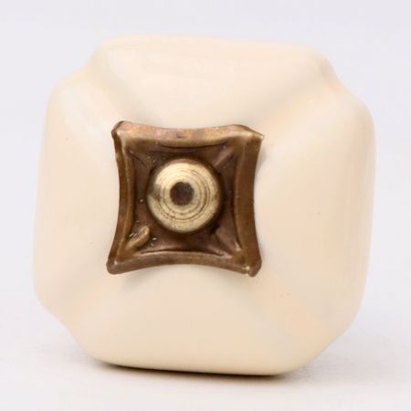 Solid Cream Square Ceramic Wardrobe Knob