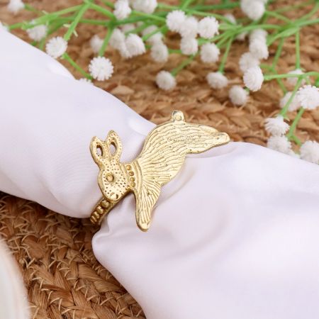 Premium Brass Rabbit Napkin Ring in Set of 4