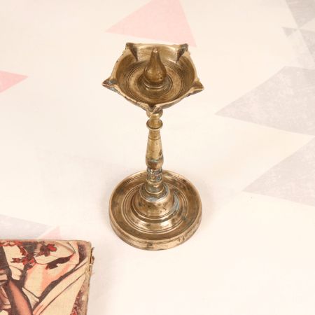 South Indian Handcrafted Oil Lamp with 5 Jyots for Prayer Room