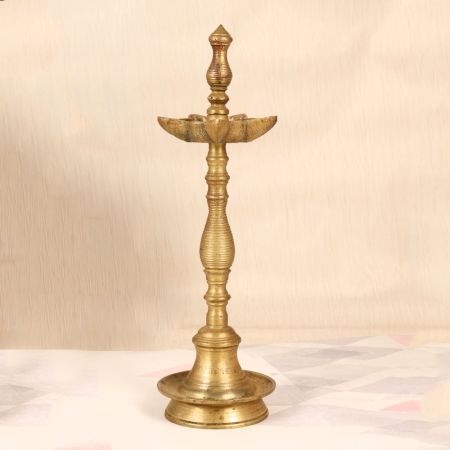 Vintage 7 Jyots Brass Oil Lamp from South India for Decoration