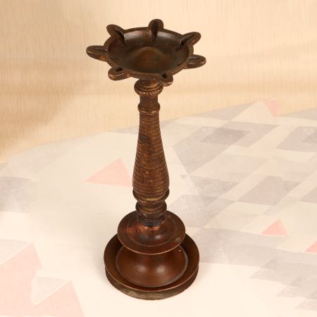 Elegant Brown Traditional Oil Lamp Made of Brass for Decoration