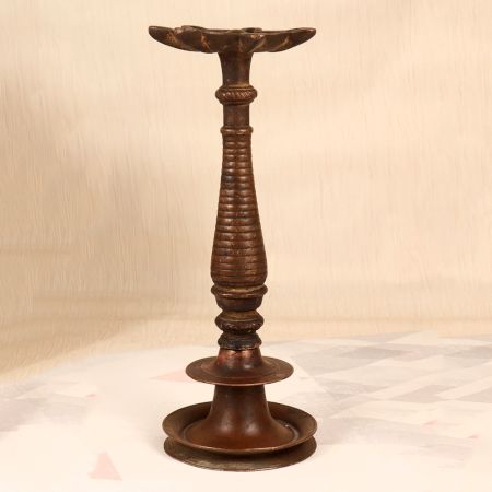 Elegant Brown Traditional Oil Lamp Made of Brass for Decoration