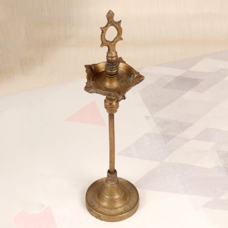 Handcrafted Adjustable Brass Oil Lamp for Prayer Room