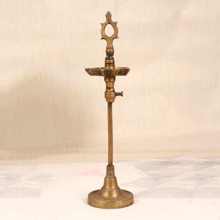 Handcrafted Adjustable Brass Oil Lamp for Prayer Room