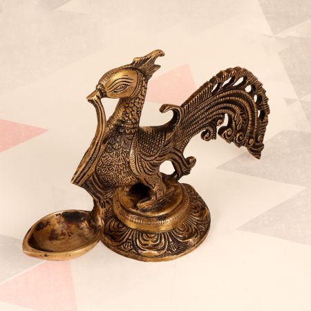 Handcrafted Finest Brass Peacock Oil Lamp for Prayer Room