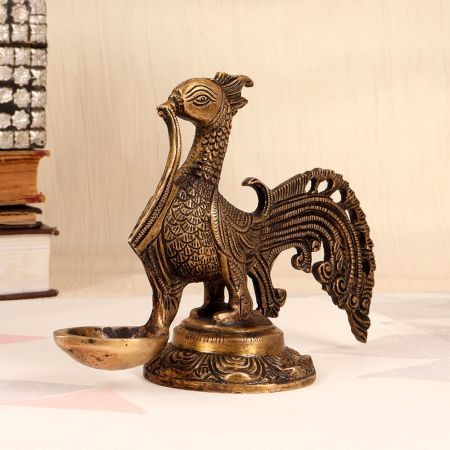 Handcrafted Finest Brass Peacock Oil Lamp for Prayer Room