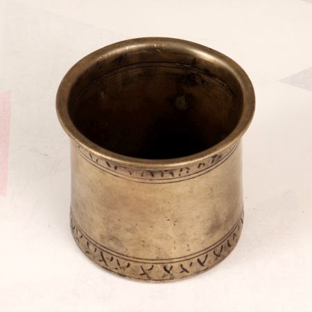 Plain Elegant Brown Brass Panchpatra Pot for Rituals