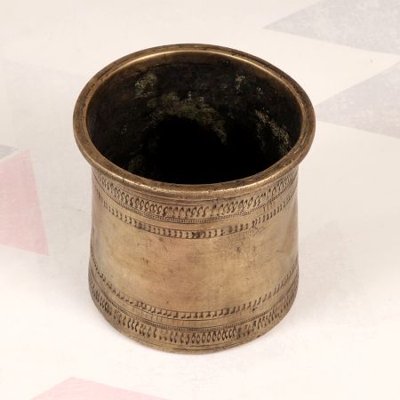 Plain Brown Finish Brass Panchpatra Pot for Hindu Rituals