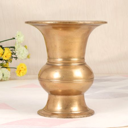 Vintage South Indian Art Brass Holy Pot for Flower Decoration