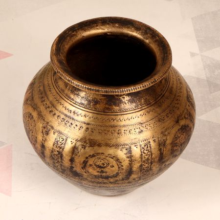 South Indian Art Finest Brass Holy Water Pot with Engraving