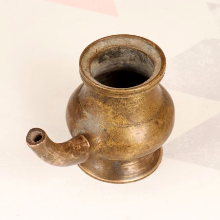 Indian Vintage Brass Holy Water Pot with Spout for Rituals