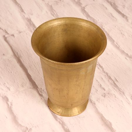 South Indian Art Handmade Brass Holy Panchpatra Cup for Decor