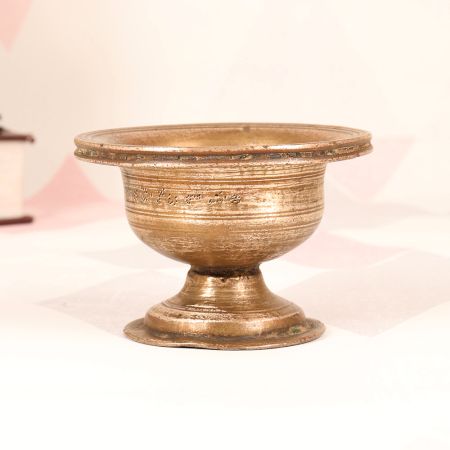 Handmade Brown Brass Holy Kumkum Cup in Vintage Finish