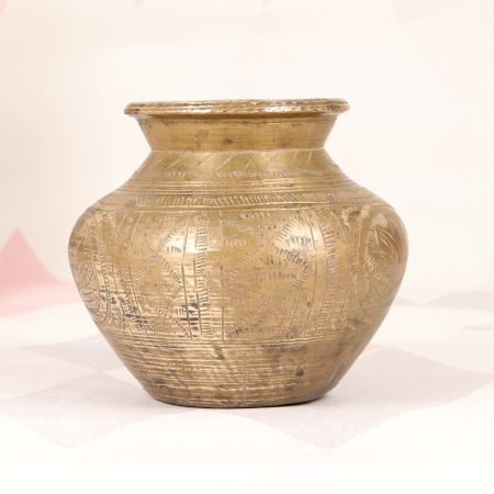 Handmade Premium Brass Holy Water Pot with Carving