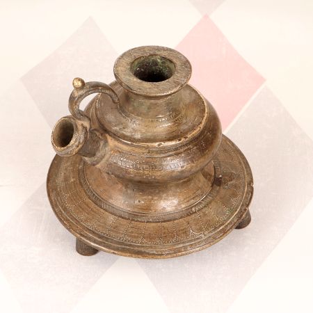 Vintage Finish Brass Hookah Base from Central India