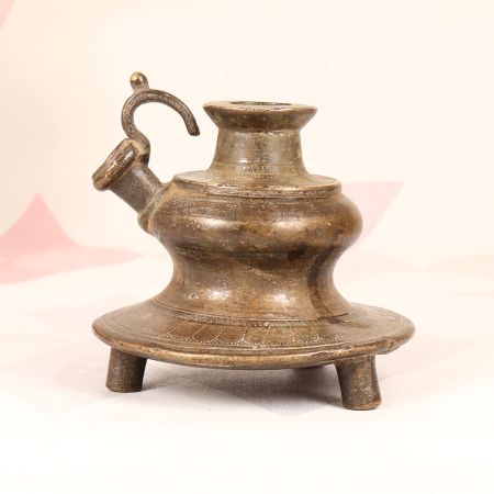 Vintage Finish Brass Hookah Base from Central India