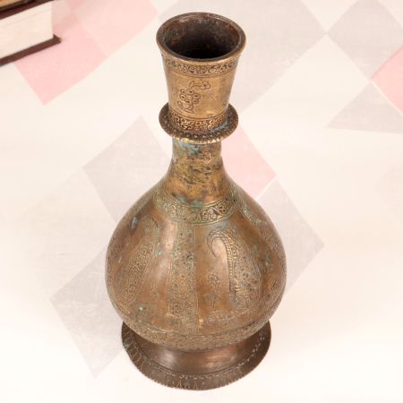 Kashmiri Art Finest Brass Flower Pot with Carving for Decoration