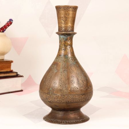 Kashmiri Art Finest Brass Flower Pot with Carving for Decoration