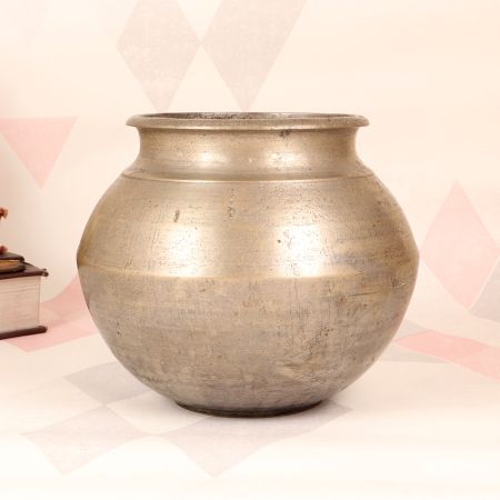 Vintage White Metal Holy Water Pot from Karnataka for Decoration