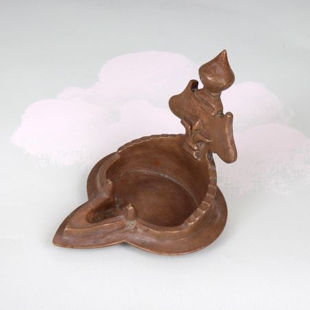 Traditional Holy Brass Gaja Laxmi Oil Lamp Prayer Room