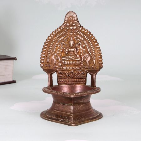 Indian Traditional Finest Brass Gaja Laxmi Oil Lamp for Decor