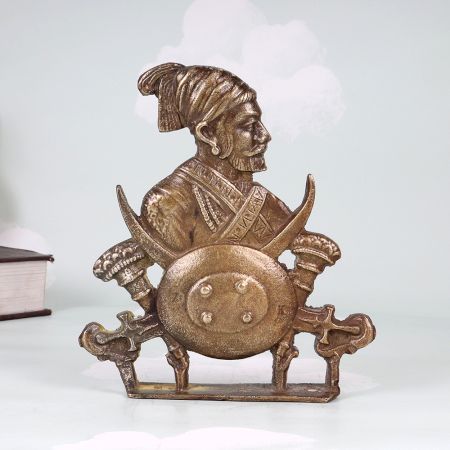 Handmade Brown Brass Chhatrapati Shivaji Maharaj Plate for Decor