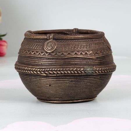 Vintage Brass Rice Measuring Bowl from Odisha for Decoration