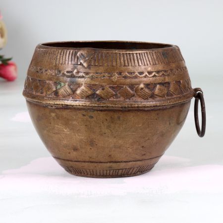 Handcrafted Traditional Brass Rice Measurement Bowl in Odisha Art