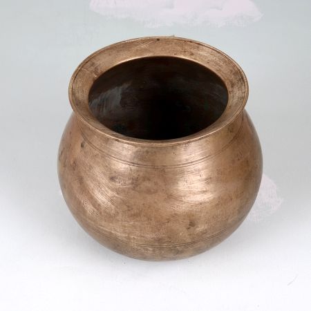 Vintage Plain Brown Brass Cooking Pot in Assamese Art