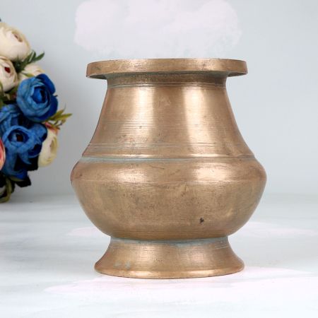 Plain Elegant Brown Handmade Holy Water Pot Made of Brass