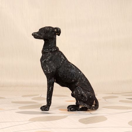 Dark Finish Metal Sitting Dog Statue for Home Decoration