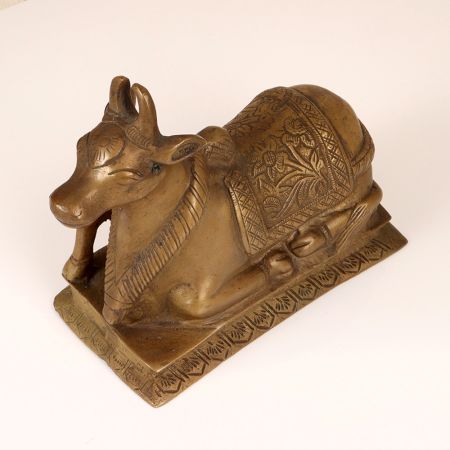 Himalayan Art Brass Lord Nandi Statue for Prayer Room