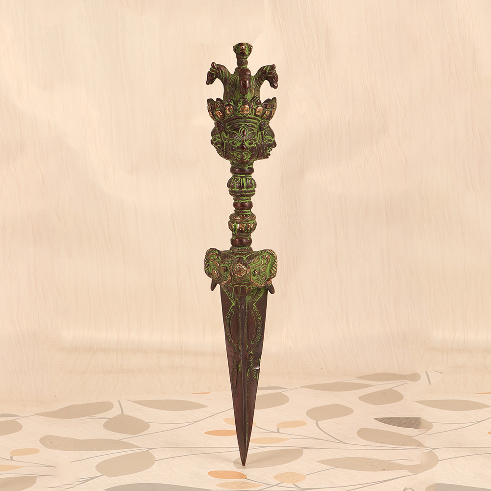 Vintage Worship Brass Phurpa in Nepalese Art for Decoration