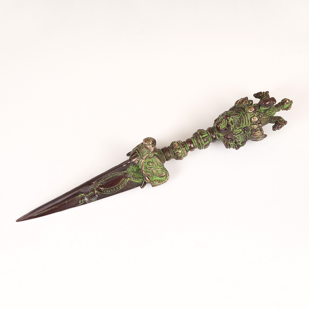 Vintage Worship Brass Phurpa in Nepalese Art for Decoration