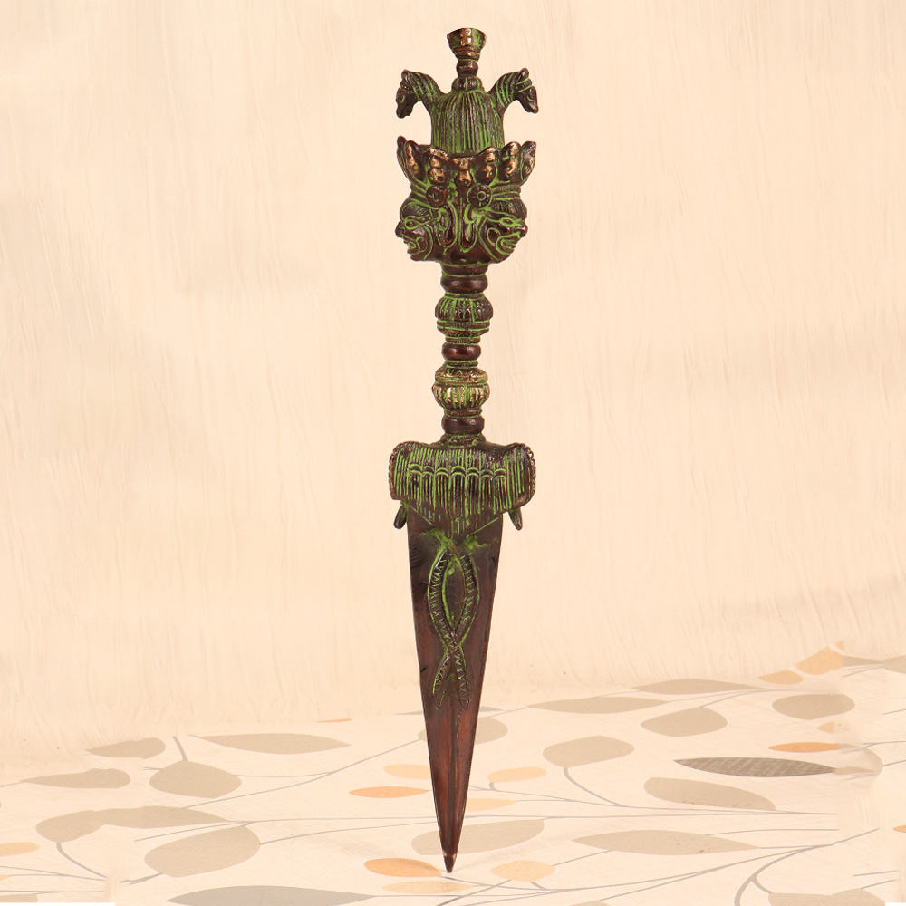 Vintage Worship Brass Phurpa in Nepalese Art for Decoration