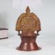 Vintage Brown Brass Gaja Lakshmi Oil Lamp for Prayer Room