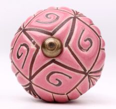 Pink Etched Ceramic Floral Cabinet Knob Online