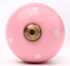 Pink White Tiny Star Pattern Cabinet Knobs