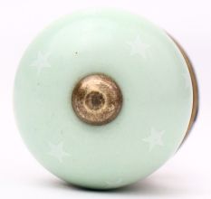Sage Green White Tiny Star Pattern Cabinet Knobs