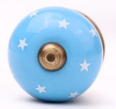 Turquoise White Tiny Star Pattern Cabinet Knobs