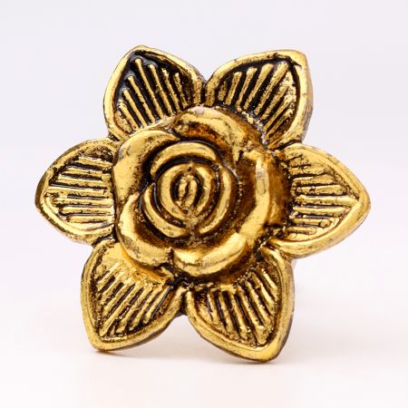 Golden Rose Flower Metal Cabinet Knob