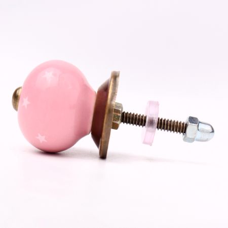 Pink White Tiny Star Pattern Cabinet Knobs