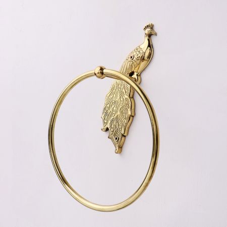 Premium Brass Peacock Design Ring Hanger for Bathroom