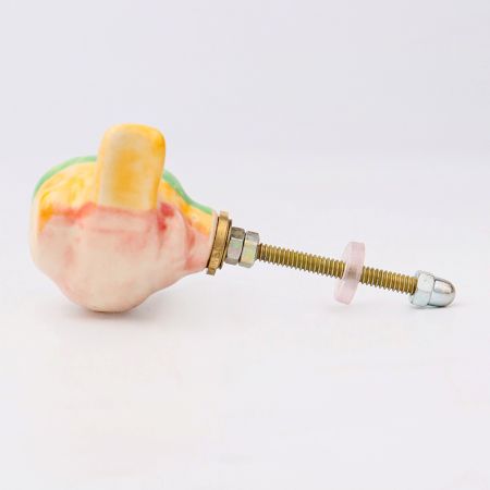 Yellow Green Ceramic Bird Modern Kids Cabinet Knob