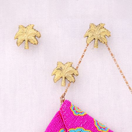 Golden Brass Tree Shaped Wall Hooks -3 Pieces