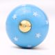 Turquoise White Tiny Star Pattern Cabinet Knobs
