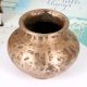 Plain Brown Brass Holy Water Pot for Hindu Rituals and Decoration
